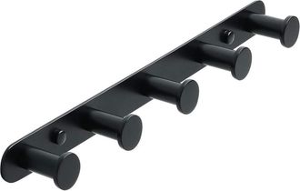 OEM Perchero De Pared Con Ganchos Para Toallas, Toallero De Pared Atornillable Para Ba&ntilde;o Y Cocina, Acabado En Acero Inoxidable Negro Mate, 5 Ganchos Redon