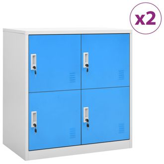 vidaXL Armarios Taquilla 2 Uds Acero Gris Claro Y Azul 90x45x92,5 Cm Vidaxl