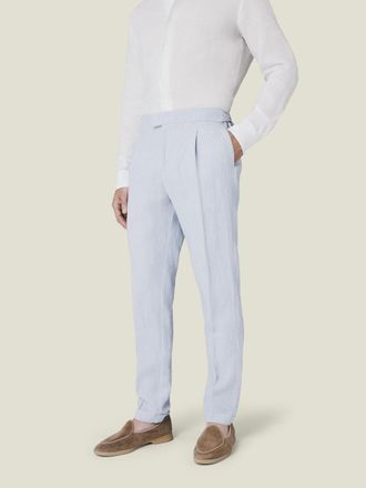 Luca Faloni Light Blue Linen Elegant Trousers