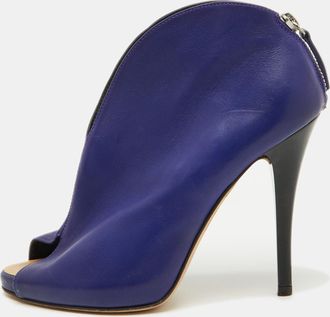 Giuseppe Zanotti Purple Leather Peep Toe Ankle Booties