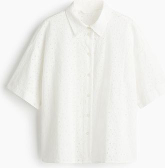 H&M Bluse mit Broderie Anglaise - White
