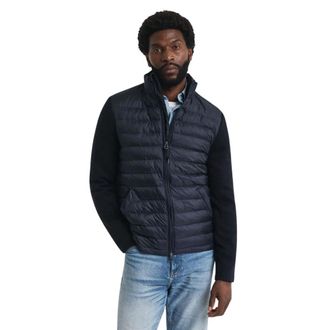 GANT Gemengde Media Jas met Gewatteerde Kanalen - Heren - Winterjassen - Blauw - S - Wol - Jassen