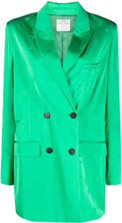Forte_Forte pattern-jacquard satin blazer - women - Viscose - IV - Green