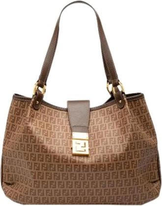 Fendi Pre-owned Shoulder Bags, female, Brown, Size: ONE SIZE Pre-owned Fabric Tote