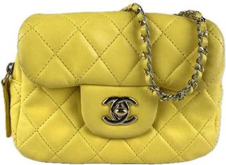 Chanel Pre-owned Mini Bags, female, Yellow, Size: ONE SIZE Pre-owned Vintage Leather Mini Bag