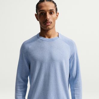 Nike Mens Tailored Performance Crew-Neck Golf Crew-Neck Top in Blue | IB0288-486