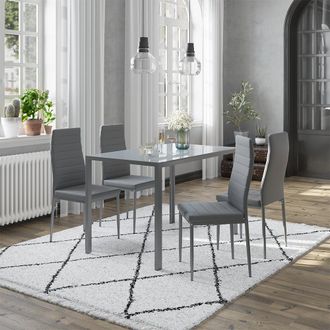 Vicco Set De Mesa De Comedor Grand, Gris, 120 X 75 Cm Juego De 4