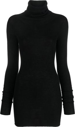 Rick Owens ribbed-knit wool minidress - women - Virgin Wool - L - Black