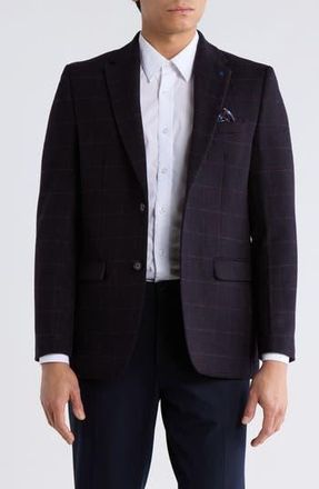Soul of London Windowpane Notch Lapel Blazer in Burgundy at Nordstrom Rack, Size 40