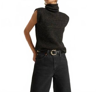 Nation Ltd Isha Turtleneck Tank In Shiny Jet