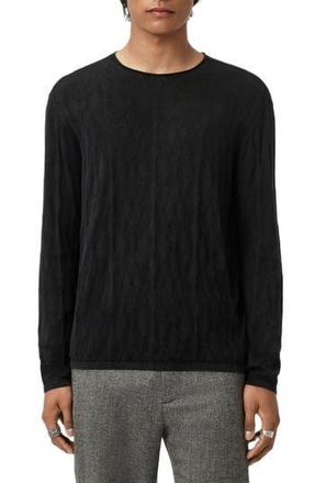 John Varvatos Brycen Broken Argyle Organic Cotton Sweater in Black at Nordstrom Rack, Size X-Large
