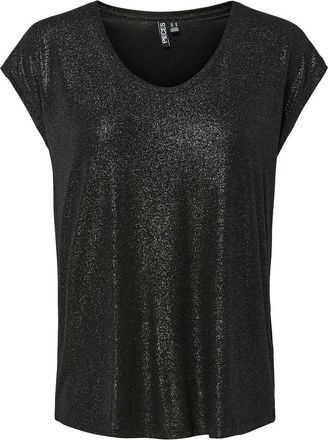Pieces T-shirt met fijne metallic strepen