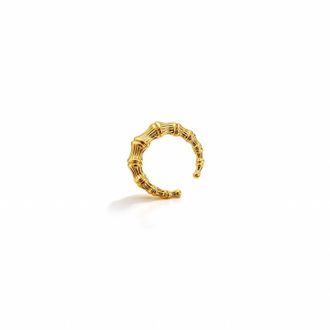 Gold & Honey Womens Bamboo Cuff Rings In Gold