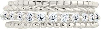 Sterling Forever Silver Cz Cassidy Layered Textured Ring