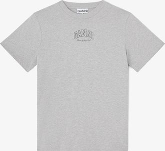 Ganni Grey Essential T-shirt - Size XXS Organic Cotton