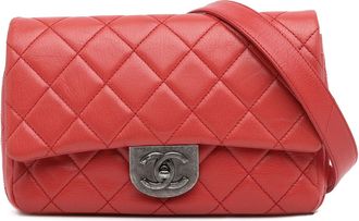 Chanel Pre-owned Womens Mini Flap Belt Bag Red Quilted Lambskin Leather - One Size