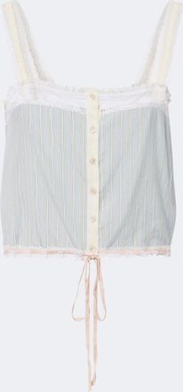 Chlo&eacute; Chlo&eacute; Lace-trimmed striped silk top