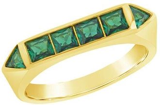 Sterling Forever 14K Plated Cz Rayna Flat Ring