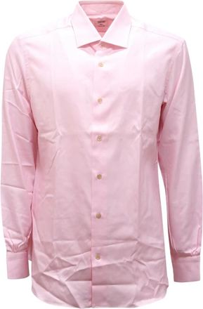 Mazzarelli Overhemden, Heren, Roze, M, Slim Roze Shirt Made in Italy