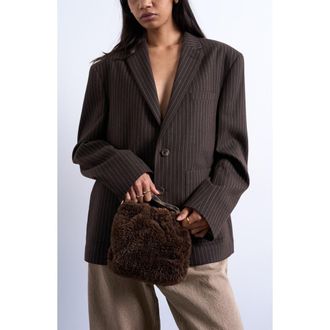 Topshop Hammered Handle Faux Fur Handbag in Brown at Nordstrom Rack