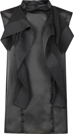 sacai Satijnen Chiffon Pullover Top - Dames - Tops zonder mouwen - Zwart - L - Satijn - Tops