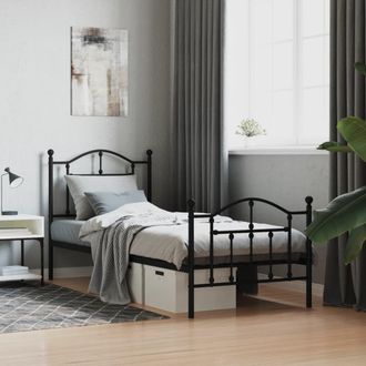 Berkfield Home Metal Bed Frame with Headboard & Footboard Black 90x200 cm