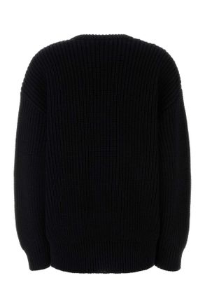 Marine Serre Womens Black Cotton Oversize Sweater Exterior: Maglieria