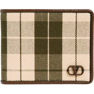 Valentino VLOGO Signature Bifold Canvas Wallet in Brown Multi at Nordstrom