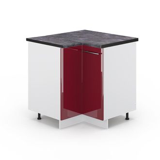 Vicco Armario De Esquina Fame-line, Rojo Burdeos Alto Brillo, 80.5 Cm, Et Antracita