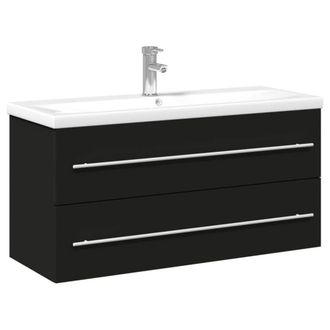 Berkfield Home Bathroom Sink Cabinet with Built-in Basin Black