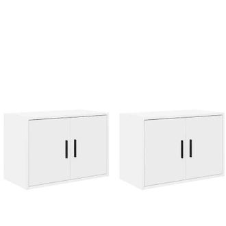 vidaXL Garage Wall Cabinets 2 pcs White Engineered Wood Vidaxl