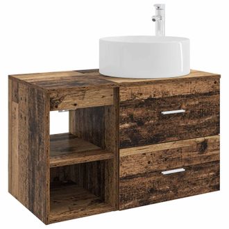 vidaXL Juego De Muebles De Ba&ntilde;o 2 Pcs Madera Envejecida Vidaxl