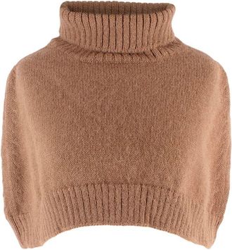 Purdey Camel Turtle Neck Alpaca Knit Shrug