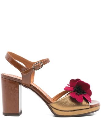 Chie Mihara Parlota floral platform sandals - women - Calf Leather/Calf Leather/Calf Leather/Rubber - 38 1/2 - Gold
