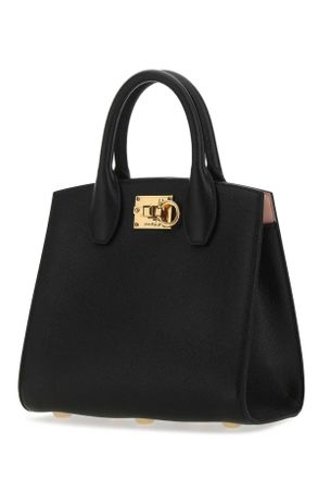 Ferragamo Womens Black Leather The Studio Handbag Nerobonbon Borse A Mano Bag