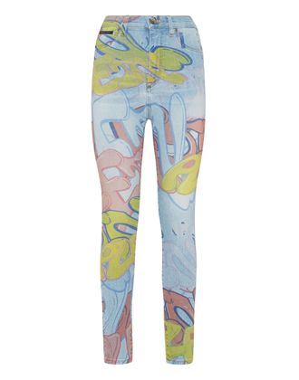 Philipp Plein Super Hoge Taille Jegging Bombing Graffiti