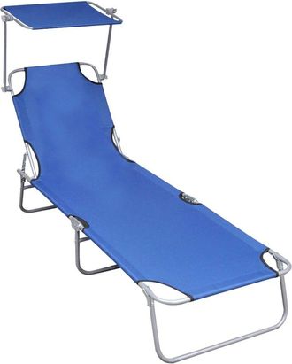 vidaXL Folding Sun Lounger with Canopy Blue Aluminium, 47769