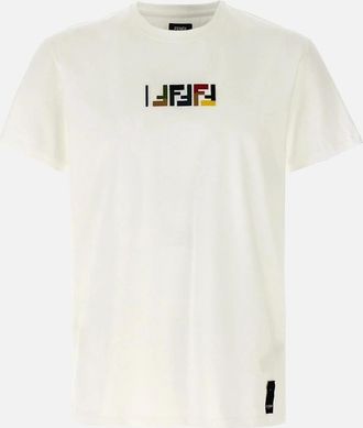 Fendi Mens Fendi Triple FF Logo T-Shirt in White - Size: 36