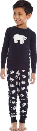 Leveret Kids Cotton Two-Piece Printed Holiday Pajamas in Polar Bear at Nordstrom, Size 10