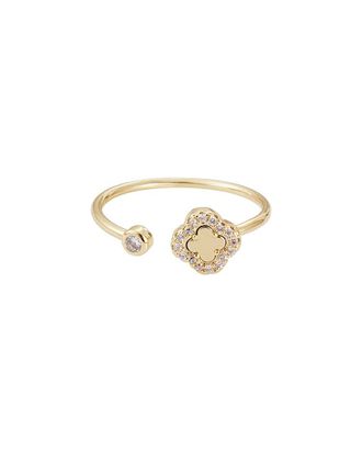 Adornia Adornia 14K Plated Cz Open Band Clover Ring
