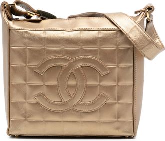 Chanel Pre-owned Womens Cc Chocolate Bar Metallic Lambskin Shoulder Bag - Tan Leather - One Size