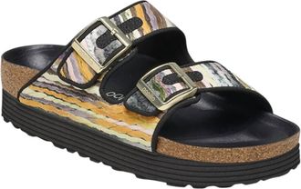 Birkenstock Womens Arizona Pap French Piping Sandals In Gold