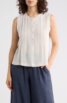 Max Studio Pintucked Sleeveless Henley in Natural at Nordstrom Rack, Size X-Small