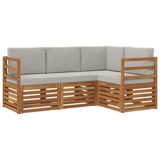 vidaXL Juegos De Sof&aacute;s Con Coj&iacute;n 4 Pcs Gris Natural Y Claro Vidaxl