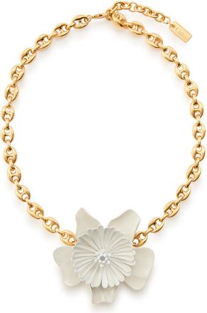 Chlo&eacute; Bloom Flower Brass Choker - White - One Size