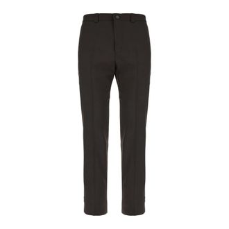 Gucci Slim-fit Trousers, male, Brown, Size: M Wool Gabardine Pant with Logo