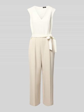 s.Oliver Black Label Regular Fit Jumpsuit mit Tailleng&uuml;rtel zum Binden in Beige, Gr&ouml;&szlig;e 34