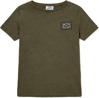 Freddy T-shirt girocollo in cotone e modal con patch e strass