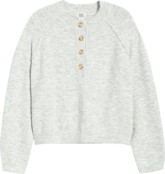 BDG Half Placket Crewneck Sweater in Grey at Nordstrom, Size X-Small