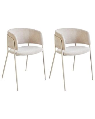 Beliani Conjunto de 2 sillas de comedor Chenilla Beige claro